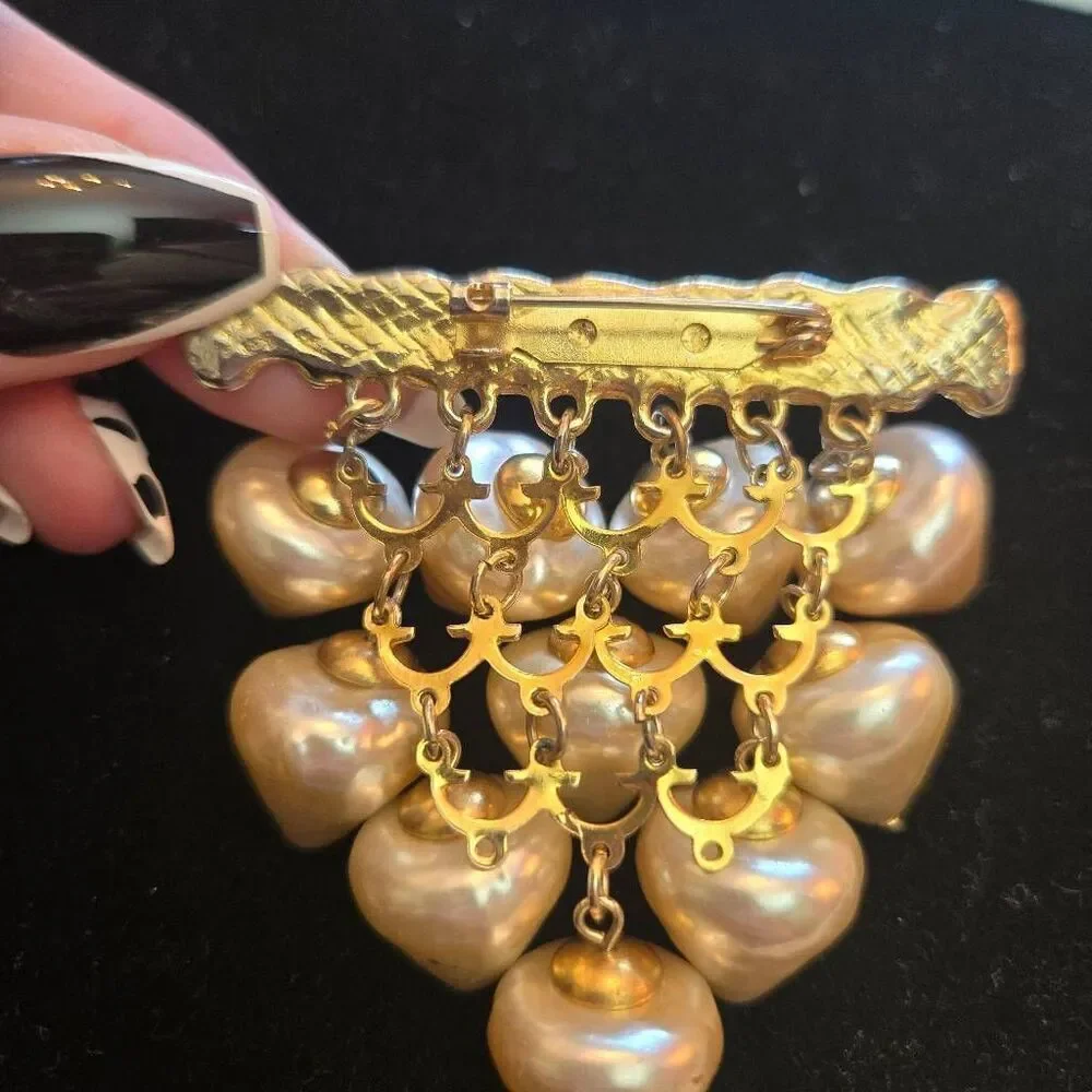 Vintage Pearl Grape Cluster Brooch Pin